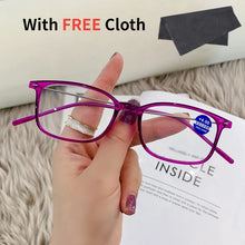 Carica l&#39;immagine nel visualizzatore di Gallery, Blue Light Reading Glasses Men Women Vintage HD Hyperopia Eyewear Full Square Frame Ultralight Computer Eye Glasses +1.0 To +4.0