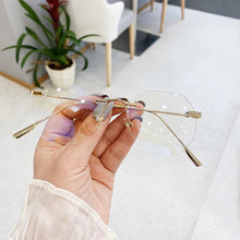 Carica l&#39;immagine nel visualizzatore di Gallery, Blue Llight Blocking Rimless Glasses Frame Women Spectacle Myopia Transparent Glasses Men Eyeglasses Optical Frames