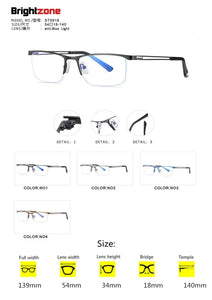 Brightzone Anti Blue Light Computer Glasses Anti Eye Eyestrain Clear Lens TR90 Metal Frame for Men Women light Blocking Eyewear