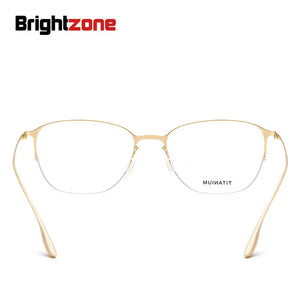 Brightzone Uomo Donna Montatura per occhiali quadrati in lega di titanio Montatura per occhiali in filo d'oro squisito abbinata al bulbo oculare dell'ottica miopia