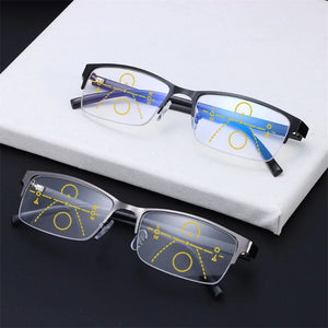 Classic Half Frame Progressive Multifocus Reading Glasses Men & Women Blue Light Blocking Presbyopia Glasses