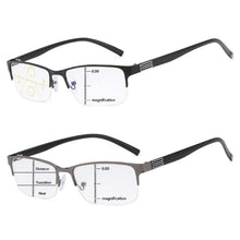 Load image into Gallery viewer, Classic Half Frame Progressive Multifocus Reading Glasses Men &amp; Women Blue Light Blocking Presbyopia Glasses