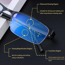 Load image into Gallery viewer, Classic Half Frame Progressive Multifocus Reading Glasses Men &amp; Women Blue Light Blocking Presbyopia Glasses