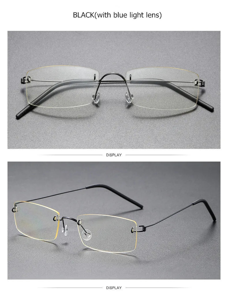 Denmark Style Prescription Rimless Men Glasses Frame Ultralight Titanium Screwless Eyeglasses Women Anti Blue Light Lenses 2120