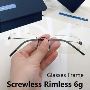 Denmark Style Prescription Rimless Men Glasses Frame Ultralight Titanium Screwless Eyeglasses Women Anti Blue Light Lenses 2120