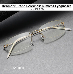 Denmark Style Prescription Rimless Men Glasses Frame Ultralight Titanium Screwless Eyeglasses Women Anti Blue Light Lenses 2120