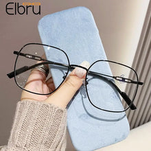 Load image into Gallery viewer, Elbru 0-1-1.5-2-3-4-5 Myopia Glasses Women Men Anti Blue Light Metal Nearsighted Eyeglasses Ultralight Big Frame Myopic Eyewear