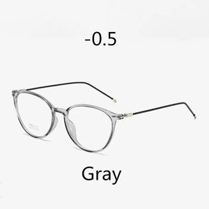 Elbru Ultralight Cat Eye Myopia Glasses Women&Men TR90 Transparent Frame Finished Nearsighted Goggles Diopter -0.5~6.0