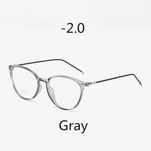 Elbru Ultralight Cat Eye Myopia Glasses Women&Men TR90 Transparent Frame Finished Nearsighted Goggles Diopter -0.5~6.0