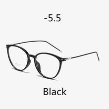 Carica l&#39;immagine nel visualizzatore di Gallery, Elbru Ultralight Cat Eye Myopia Glasses Women&amp;Men TR90 Transparent Frame Finished Nearsighted Goggles Diopter -0.5~6.0