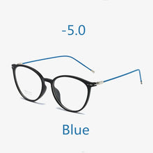 Carica l&#39;immagine nel visualizzatore di Gallery, Elbru Ultralight Cat Eye Myopia Glasses Women&amp;Men TR90 Transparent Frame Finished Nearsighted Goggles Diopter -0.5~6.0