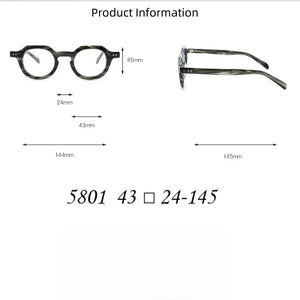 F·DRACON  2024 Plate Glasses Frame Retro Round Men's Glasses Frame High Quality Optical Prescription Women's Glasses Frame 5801