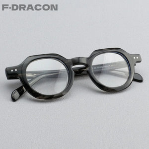 F·DRACON  2024 Plate Glasses Frame Retro Round Men's Glasses Frame High Quality Optical Prescription Women's Glasses Frame 5801