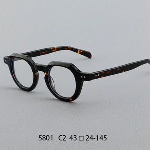 F·DRACON  2024 Plate Glasses Frame Retro Round Men's Glasses Frame High Quality Optical Prescription Women's Glasses Frame 5801