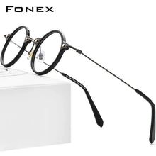 Carica l&#39;immagine nel visualizzatore di Gallery, FONEX Acetate Titanium Glasses Frame Men   Retro Round Prescription Eyeglasses Women Optical Spectacles Eyewear F85673