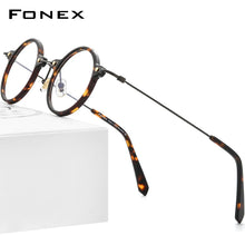 Carica l&#39;immagine nel visualizzatore di Gallery, FONEX Acetate Titanium Glasses Frame Men   Retro Round Prescription Eyeglasses Women Optical Spectacles Eyewear F85673