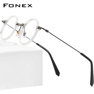 FONEX Acetate Titanium Glasses Frame Men   Retro Round Prescription Eyeglasses Women Optical Spectacles Eyewear F85673