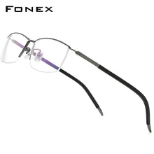 Load image into Gallery viewer, FONEX Pure Titanium Eyeglasses Frames Men Half Square Myopia Optical Prescription Glasses   Semi Rimless Eyewear F1015