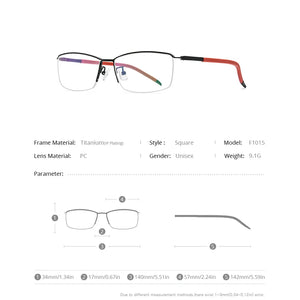 FONEX Pure Titanium Eyeglasses Frames Men Half Square Myopia Optical Prescription Glasses   Semi Rimless Eyewear F1015