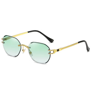 Frameless Polygon Sunglasses Women High Quality Square Metal Gold Male Rimless Sun Glasses for Men 2022 Green Blue Brown UV400