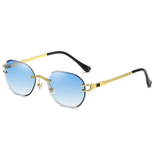 Frameless Polygon Sunglasses Women High Quality Square Metal Gold Male Rimless Sun Glasses for Men 2022 Green Blue Brown UV400