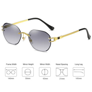 Frameless Polygon Sunglasses Women High Quality Square Metal Gold Male Rimless Sun Glasses for Men 2022 Green Blue Brown UV400