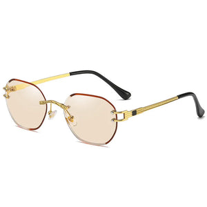 Frameless Polygon Sunglasses Women High Quality Square Metal Gold Male Rimless Sun Glasses for Men 2022 Green Blue Brown UV400