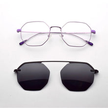 Load image into Gallery viewer, Glasses Frame For Women Retro Polygon Ultra-Light Thin Side Glasses  Purple Polarizing Sunglasses Magnet  Decorative Glasse