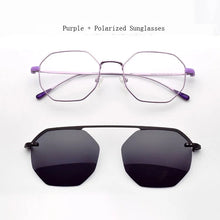 Load image into Gallery viewer, Glasses Frame For Women Retro Polygon Ultra-Light Thin Side Glasses  Purple Polarizing Sunglasses Magnet  Decorative Glasse