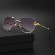 Load image into Gallery viewer, HBK 2023 New Pilot Frameless Men Sunglasses UV400 Wave Cutting Green Gradient Lens Rimless Sun Glasses Women Punk Shade Eyeglass