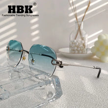 Carica l&#39;immagine nel visualizzatore di Gallery, HBK 2023 New Pilot Frameless Men Sunglasses UV400 Wave Cutting Green Gradient Lens Rimless Sun Glasses Women Punk Shade Eyeglass