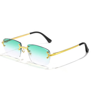 HBK 2023 New Small Square Rimless Sunglasses Women Men UV400 Wave Cutting Frameless Sun Glasses For Man Shade Eyeglass