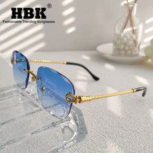 Carica l&#39;immagine nel visualizzatore di Gallery, HBK 2023 New Small Square Rimless Sunglasses Women Men UV400 Wave Cutting Frameless Sun Glasses For Man Shade Eyeglass