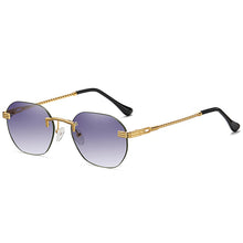 Load image into Gallery viewer, HBK Blue MIRROR Frameless Gold Metal Ladies Sunglasses Men Rimless Brown Sun Glasses For Women Shades Cutting Eyeglass