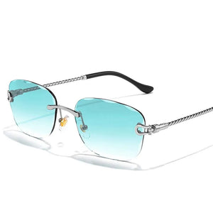 HBK Frameless Metal Sunglasses Men Wave Cutting Sun Glasses for Women Travel Shopping Shades Eyeglass UV400 Summer Style