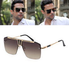 Load image into Gallery viewer, HBK Punk Rimless Sunglasses Men   Brand Steampunk Oval Frameless Sun Glasses for Male Metal Frame Stripe Legs Shade Eyewear