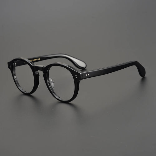 Handmade Classical Round Acetate Eyeglasses Frames Men Fashionable  Glasses Women Matte Black High Quality Eyewear