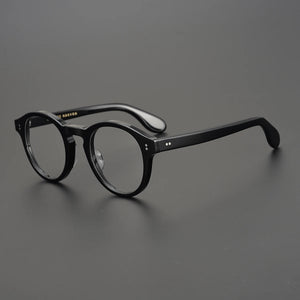 Handmade Classical Round Acetate Eyeglasses Frames Men Fashionable  Glasses Women Matte Black High Quality Eyewear