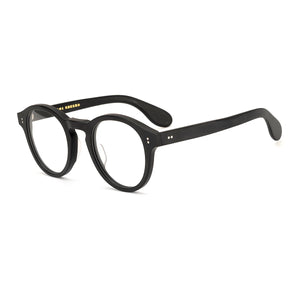 Handmade Classical Round Acetate Eyeglasses Frames Men Fashionable  Glasses Women Matte Black High Quality Eyewear