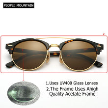 Load image into Gallery viewer, Hot Round Acetate Tortoise Frame Men Sunglasses Lunettes Soleil Femme UV400 Women Sun Glasses Mirror Brown Glass Lenses