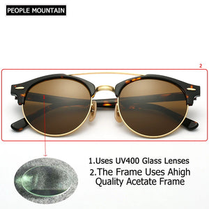 Hot Round Acetate Tortoise Frame Men Sunglasses Lunettes Soleil Femme UV400 Women Sun Glasses Mirror Brown Glass Lenses