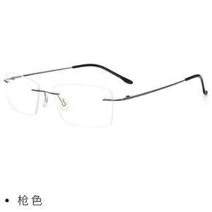 KDX8161 Anti-blue light trend ultra-light beta titanium rimless glasses frame, square optical myopia frame men's model