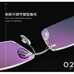 KDX8161 Anti-blue light trend ultra-light beta titanium rimless glasses frame, square optical myopia frame men's model