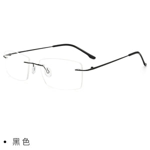 KDX8161 Anti-blue light trend ultra-light beta titanium rimless glasses frame, square optical myopia frame men's model