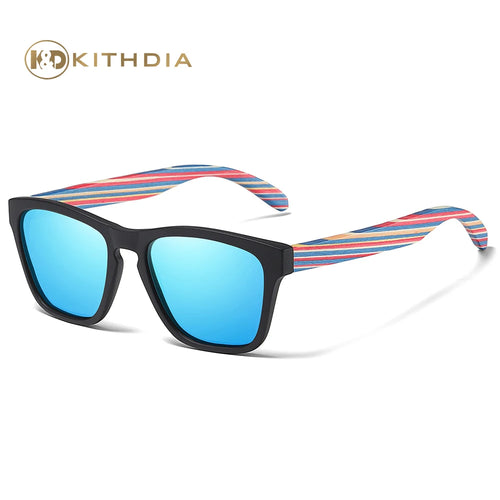 Kithdia Brand 100% Natural Wooden Temples With Black Frame Sunglasses Women Man Polarized Steampunk Sun Glasses   OEM