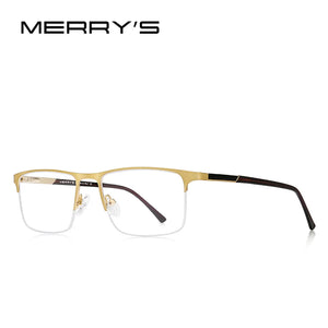 MERRYS DESIGN Men Alloy Glasses Frame Men Square Half Optical Ultralight Myopia Hyperopia Prescription Eyeglasses S2102