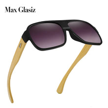 Load image into Gallery viewer, Max Glasiz Frame Square Wooden Sunglasses Men Retro Vintage Eyewear Unisex Male Glasses Madeira Bamboo  Gradient Fashion