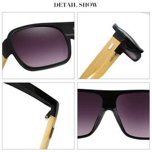 Max Glasiz Frame Square Wooden Sunglasses Men Retro Vintage Eyewear Unisex Male Glasses Madeira Bamboo  Gradient Fashion