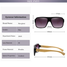 Load image into Gallery viewer, Max Glasiz Frame Square Wooden Sunglasses Men Retro Vintage Eyewear Unisex Male Glasses Madeira Bamboo  Gradient Fashion