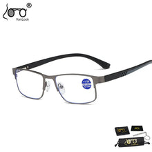 Load image into Gallery viewer, Men Reading Glasses Anti Blue Ray Women Business Spring Hinge Half Frame Stainless Steel Spectacle 1 2.5 3 4